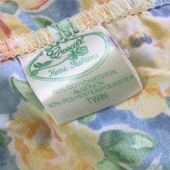 Vintage Discontinued Croscill Twin Size Fitted Sheet Yellow Flowers - Picture 5 of 8